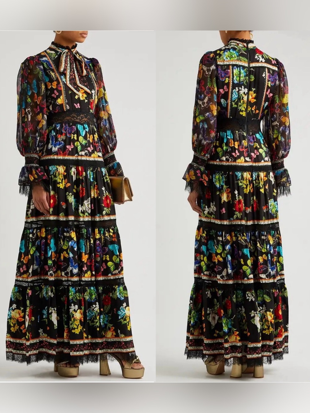Alice + Olivia Camreigh Printed Blouson Sleeve Maxi Dress. Size 8 - Picture 14 of 17